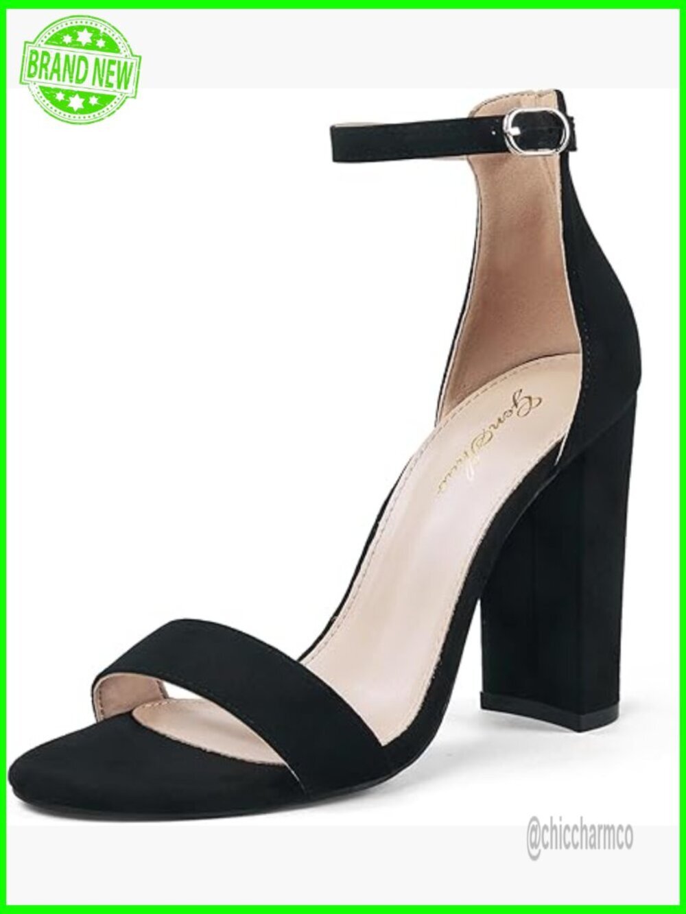 4-Inch Chunky Heel Sandals with Ankle Strap, Party Wedding Bridal Shoes